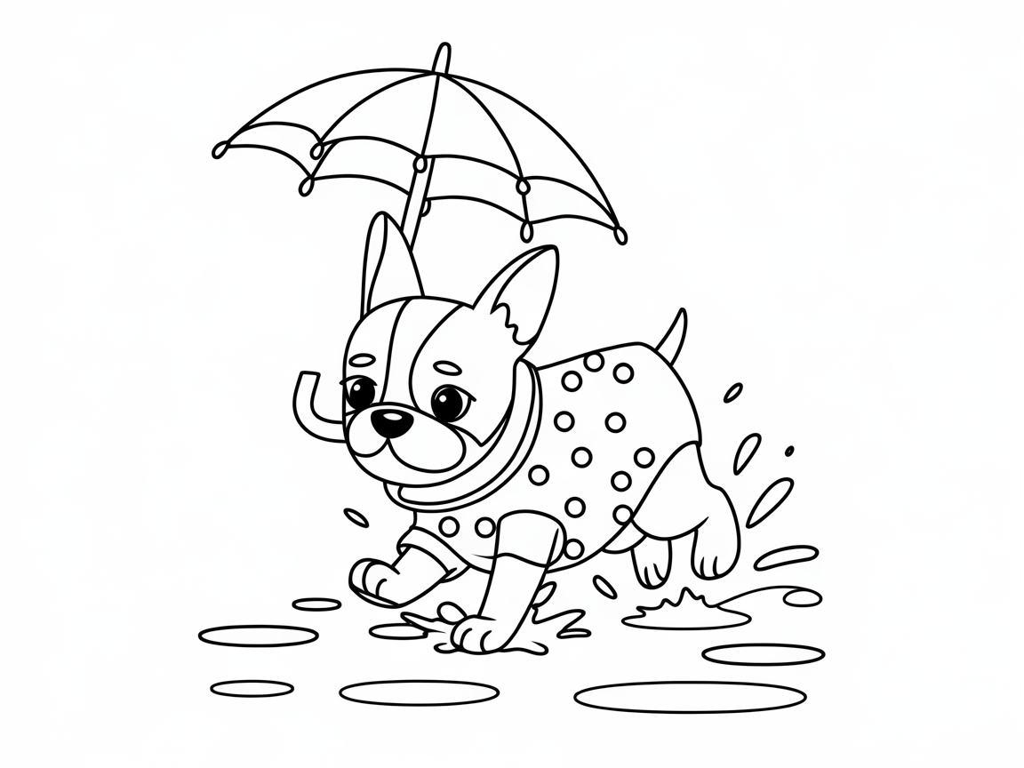 Splashy Fun with a Boston Terrier in the Rain
