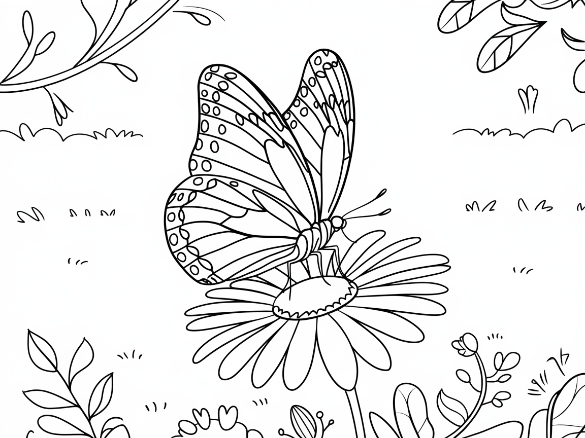 Graceful Butterfly Resting on a Blooming Daisy