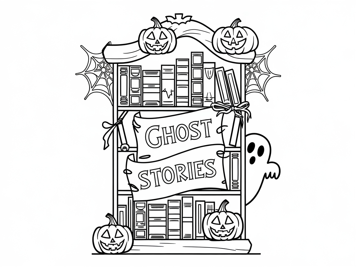Spooky Bookshelf with Halloween Flair