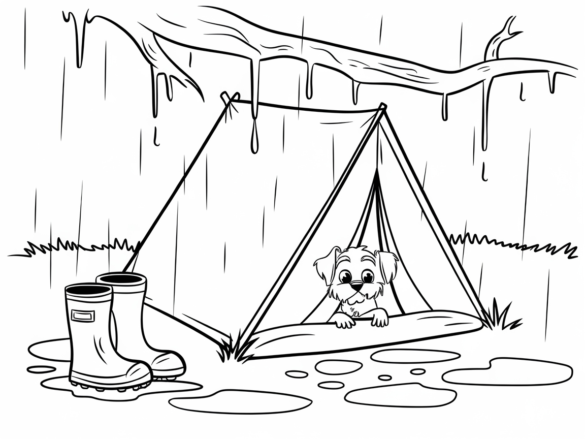Rainy Day Camp with a Playful Pup