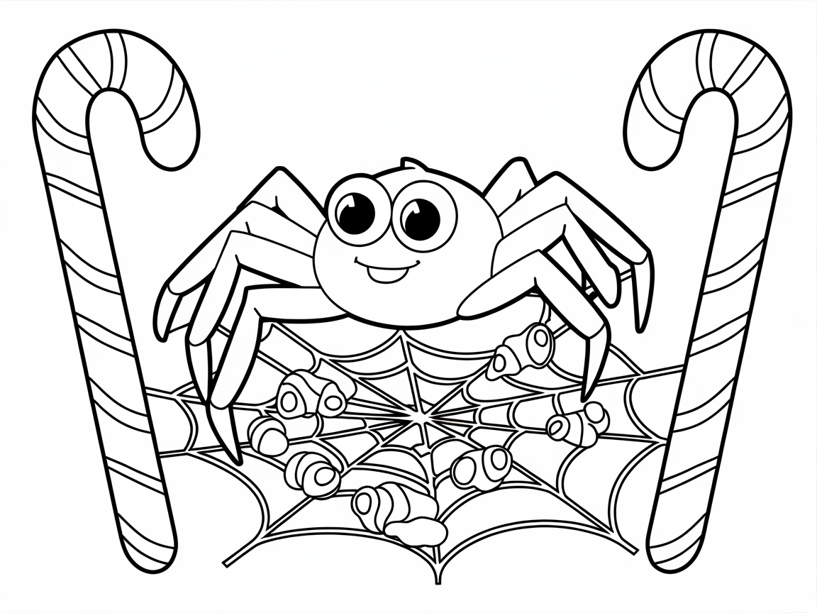 Cheerful Spider with a Sweet Web of Treats