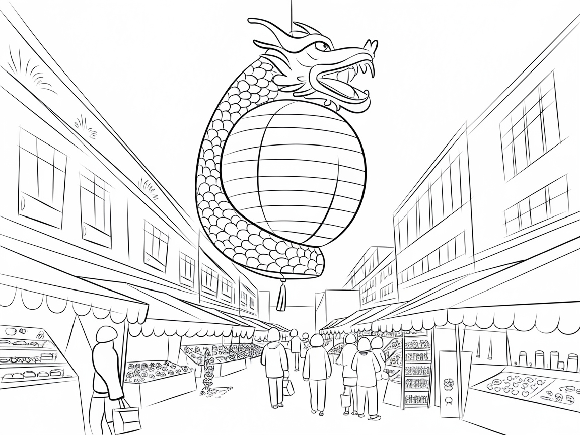 Explore This Bustling Market with Dragon Lantern Magic