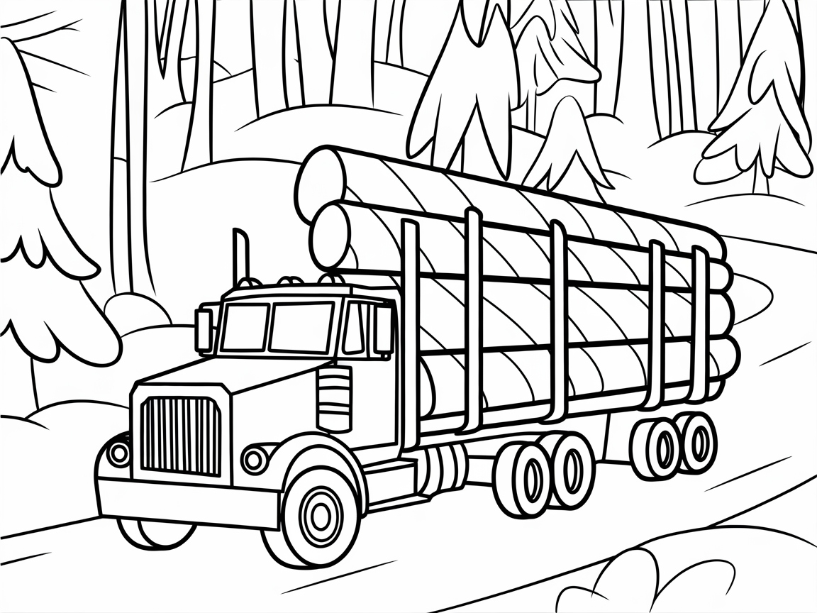 Logging Truck Adventure in a Winter Wonderland