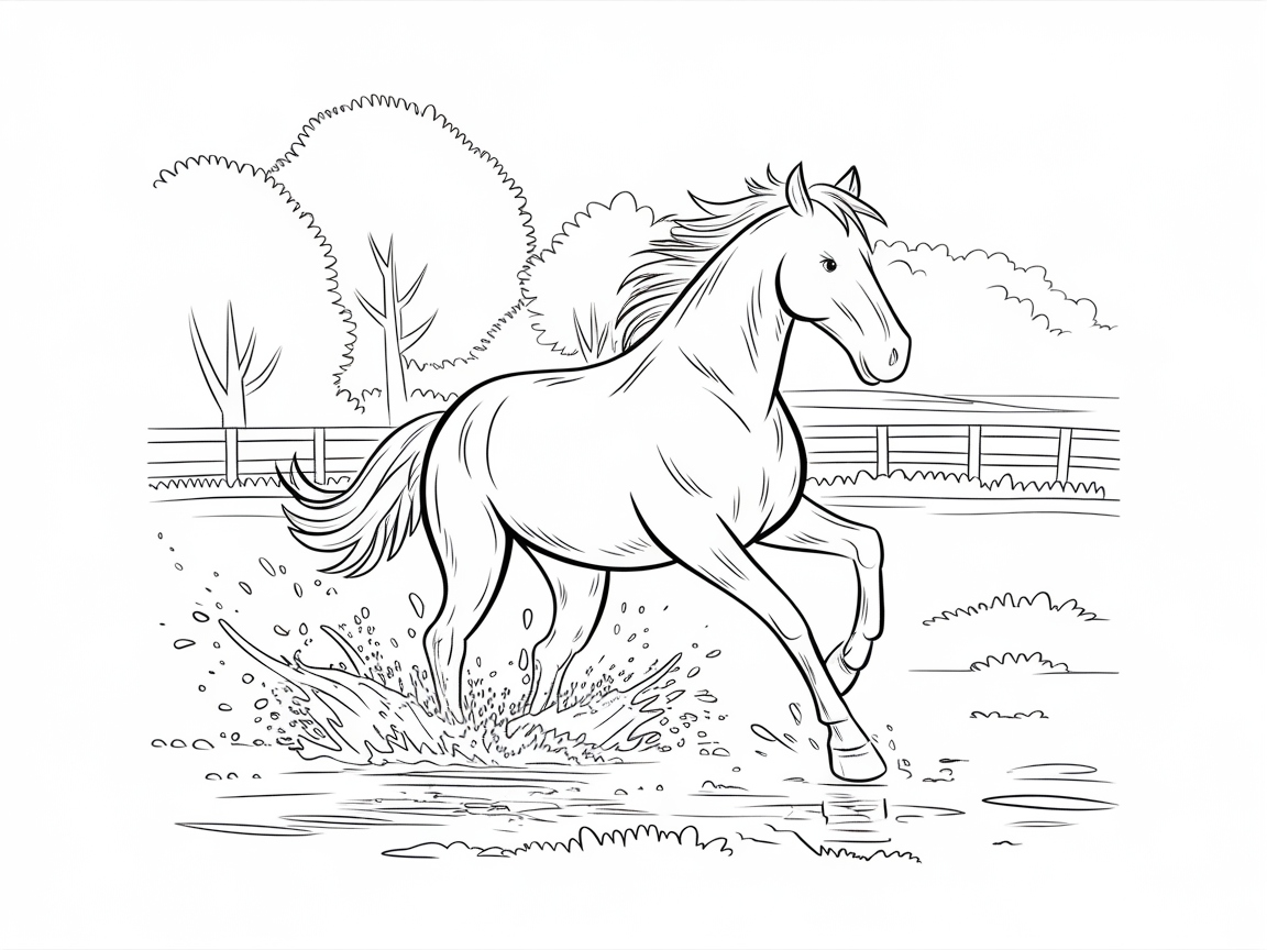 Splashing Adventure: Horse Play in Nature