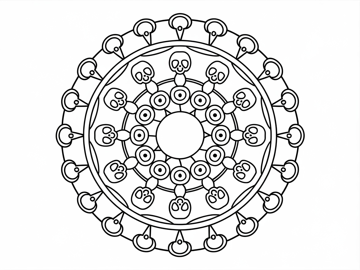 Intricate Skull Mandala for Mindful Coloring