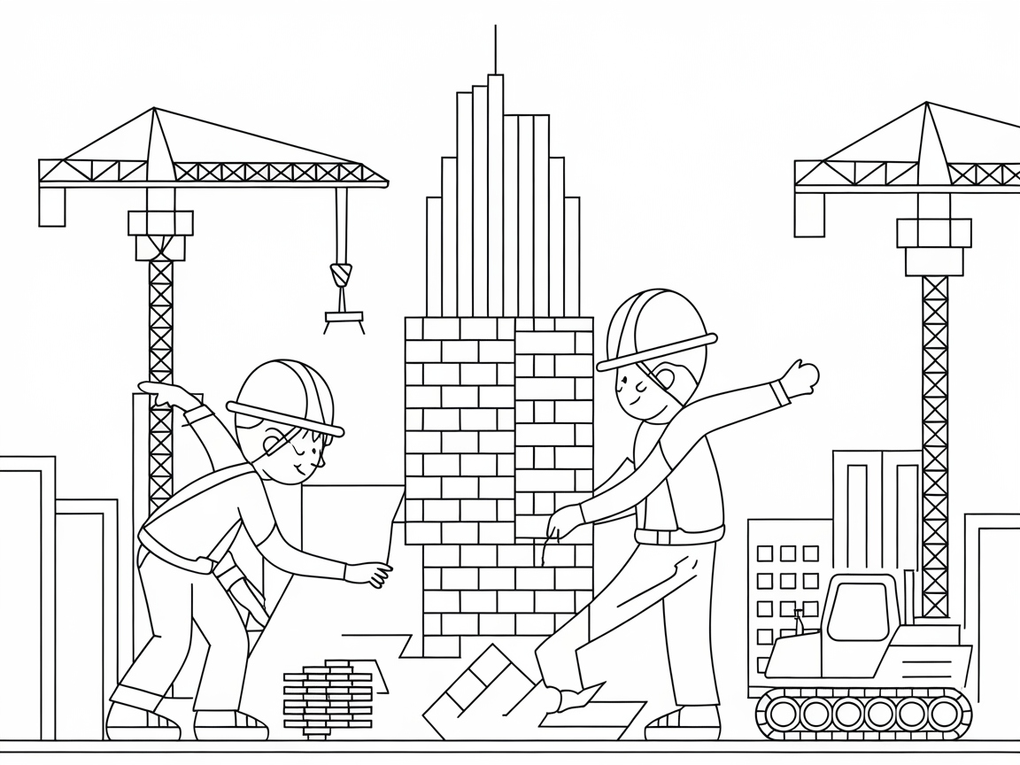 Build Your Dream City with This Construction Site Coloring Page
