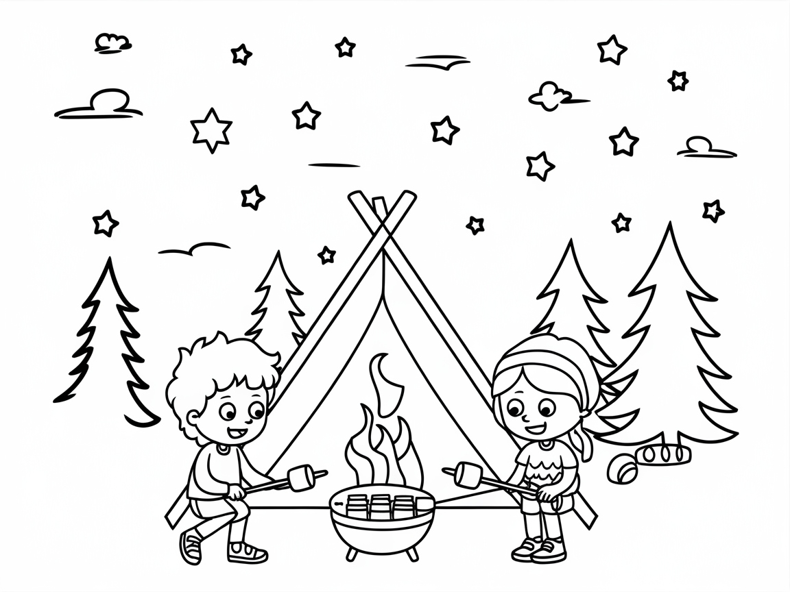 Cozy Campfire Fun Coloring Page