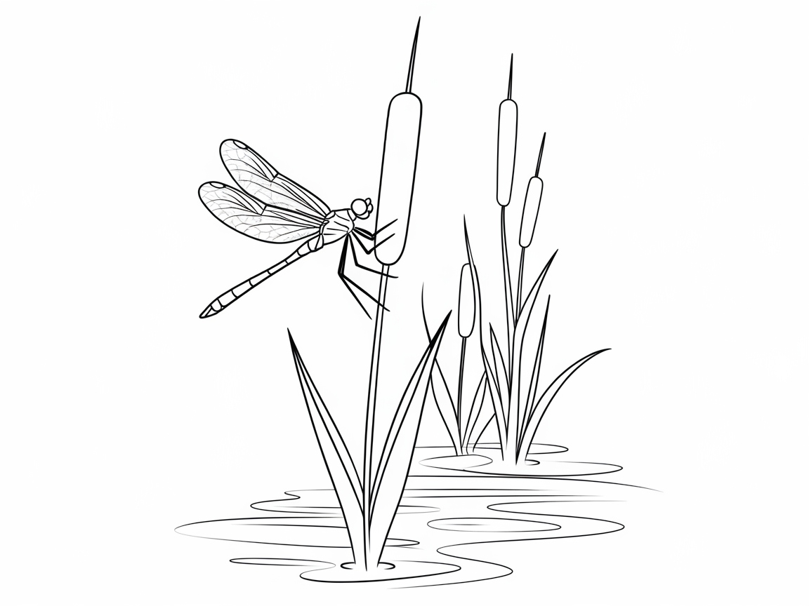 Dragonfly Among the Reeds