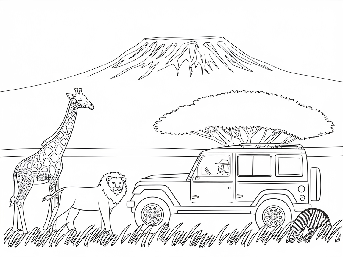 Exciting African Safari Coloring Page
