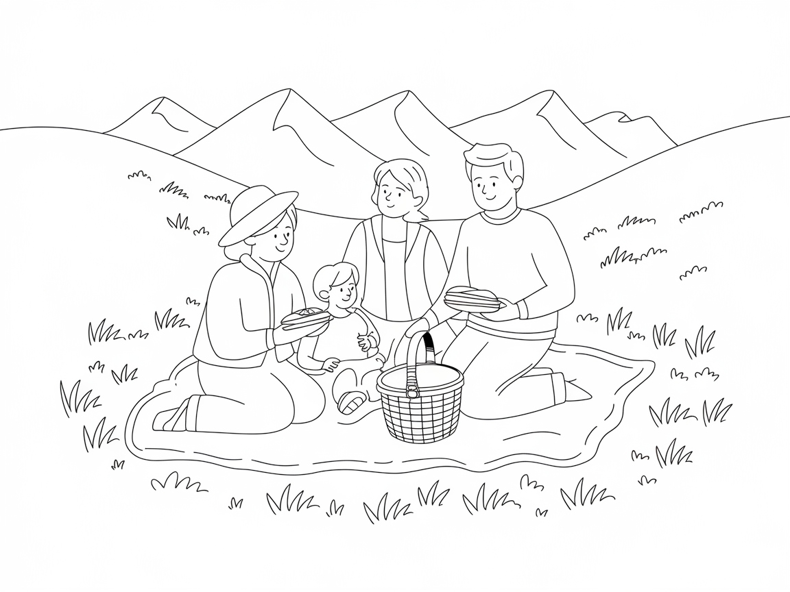 Charming Family Picnic in the Mountain Meadow