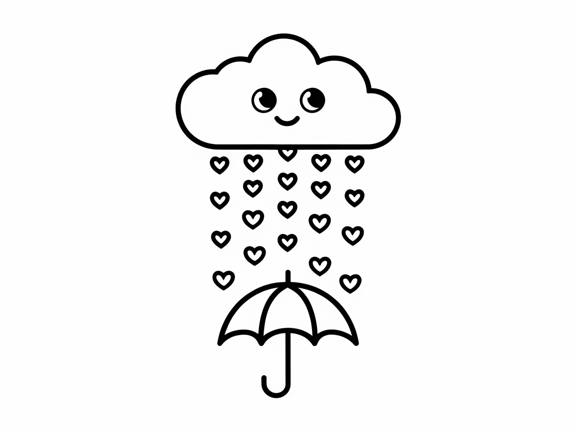 Charming Cloud with Heart Raindrops