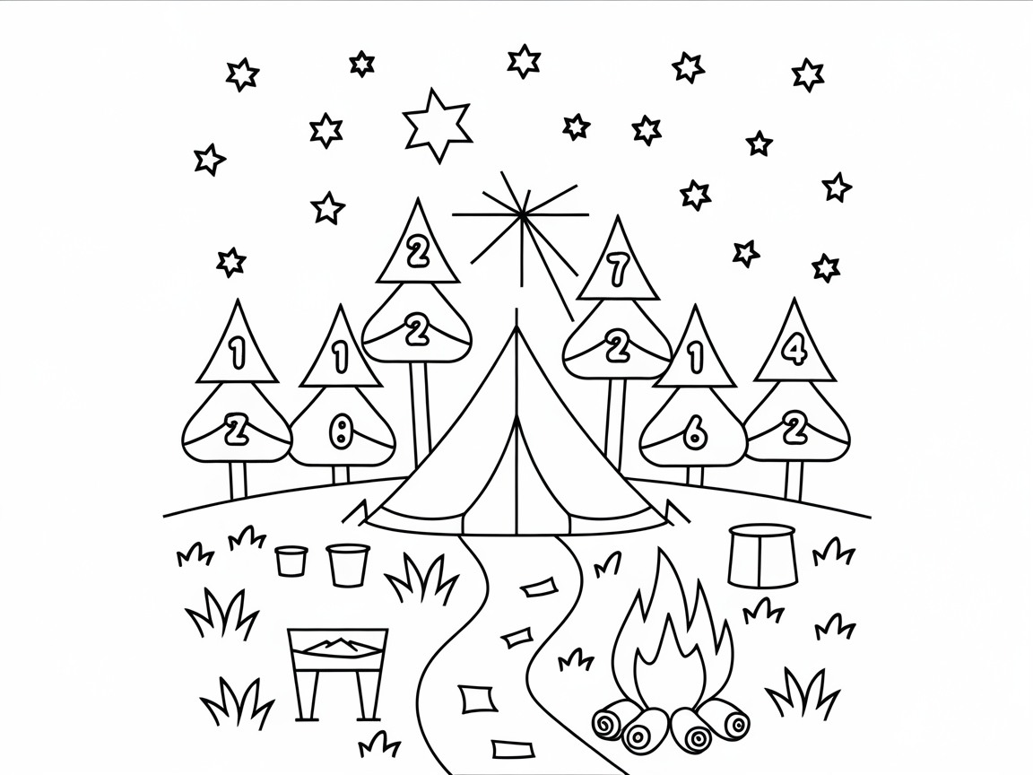 Explore the Stars with This Camping Night Coloring Page