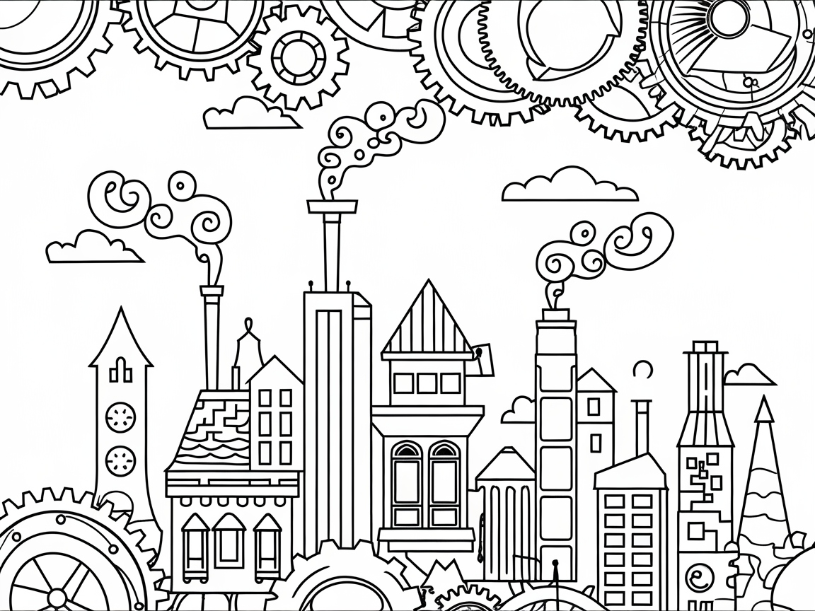 Explore This Whimsical Cityscape Filled with Gears