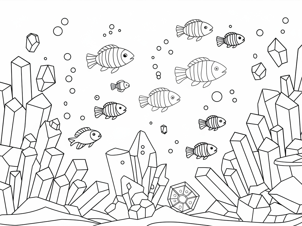 Dive into the Crystal Reef Adventure Coloring Page