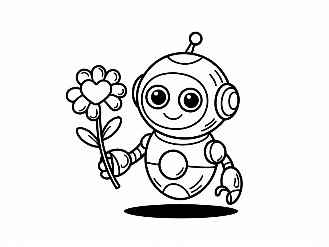 Robot with Heartflower for Creative Coloring