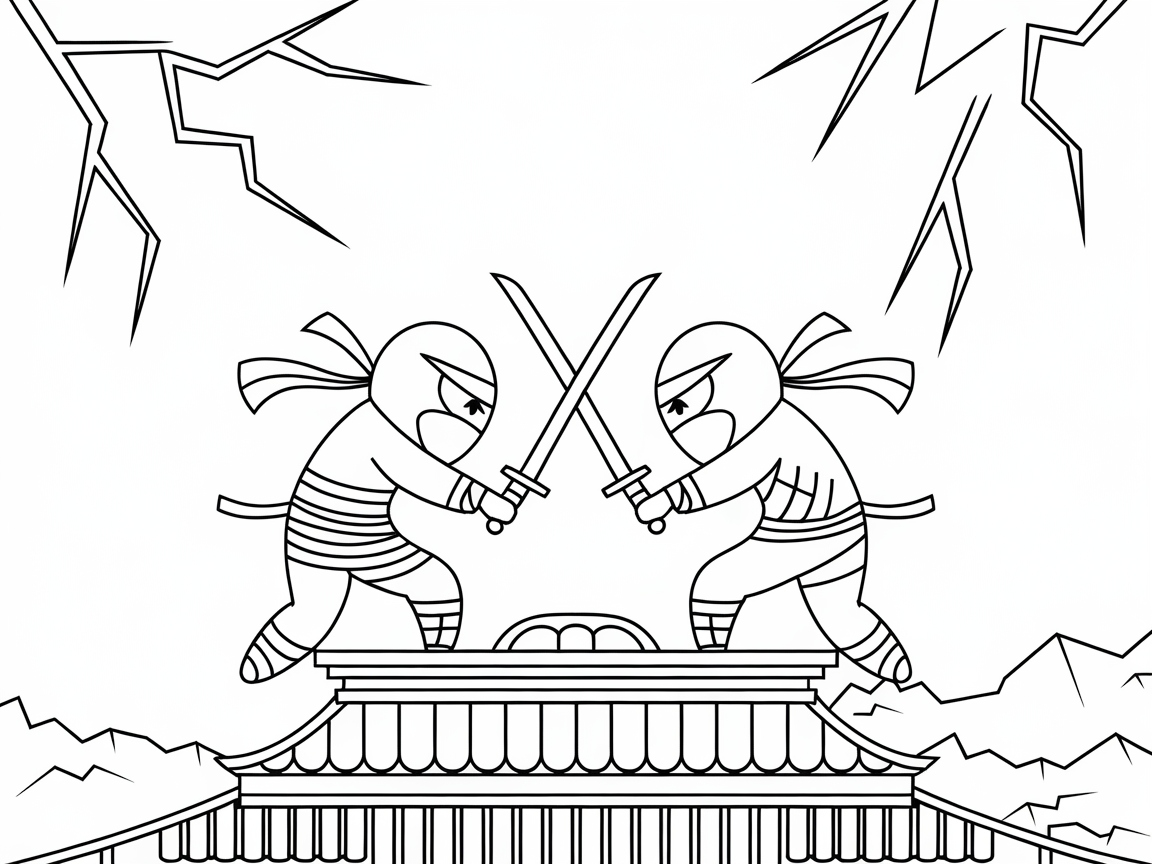 Epic Ninja Showdown on the Roof