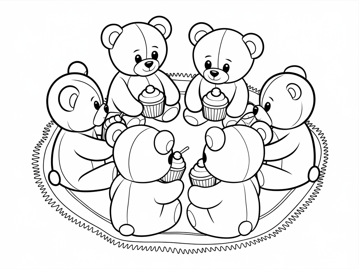 Charming Teddy Bear Picnic Coloring Page