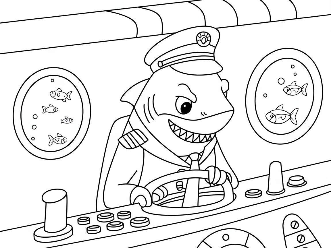 Command the Seas with This Captain Shark Coloring Adventure