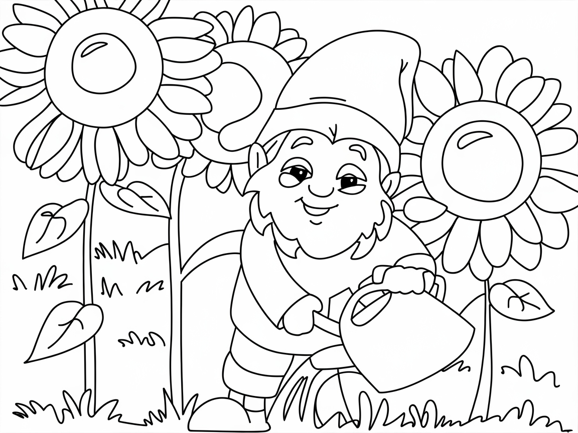 Garden Fun With This Cheerful Gnome Coloring Page