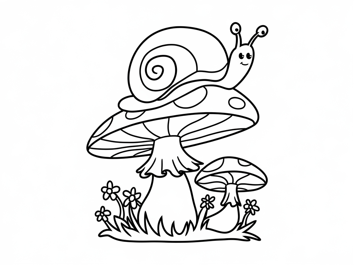 Cheerful Snail on Mushroom Playground