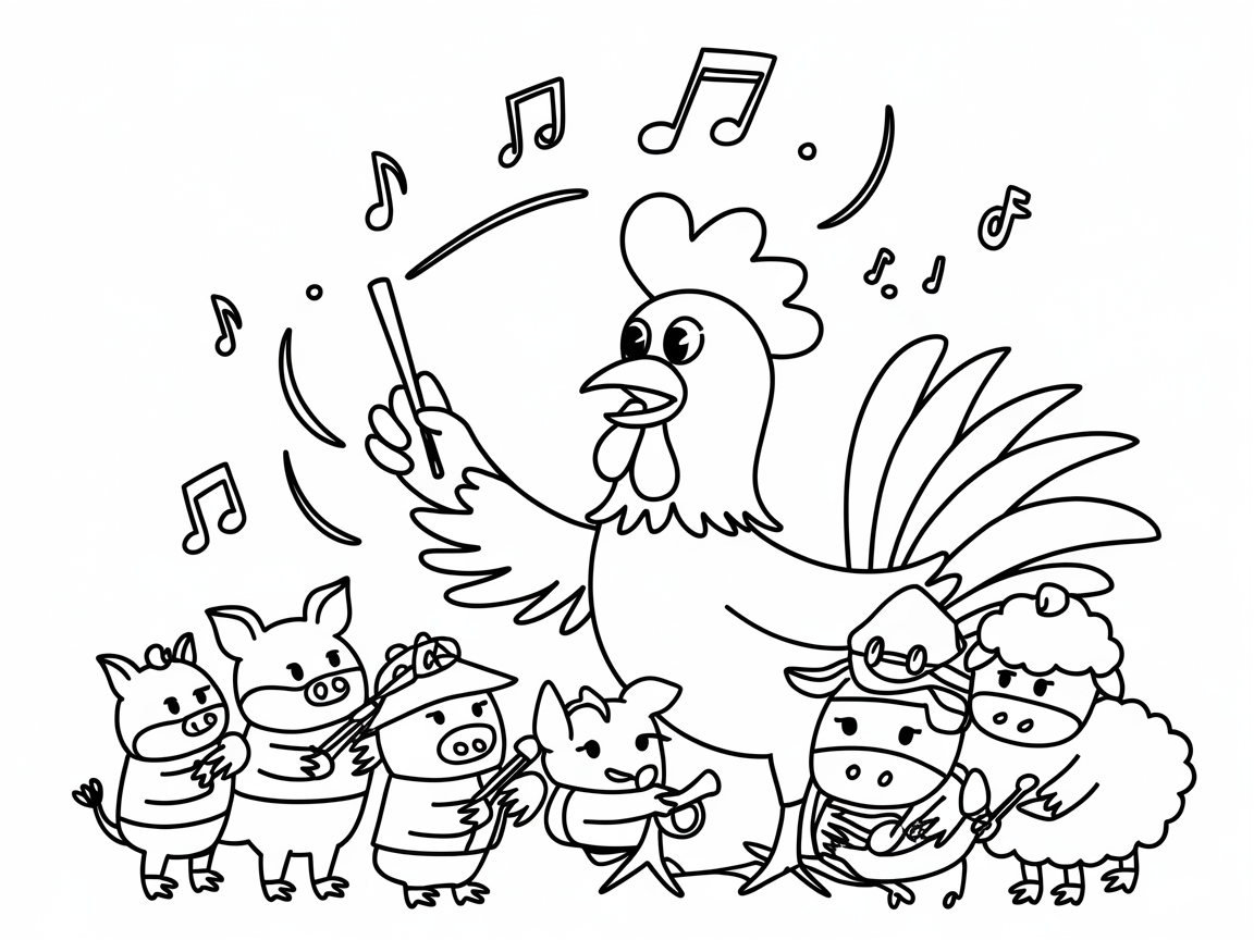 Rooster Maestro Leads the Farm Animal Orchestra