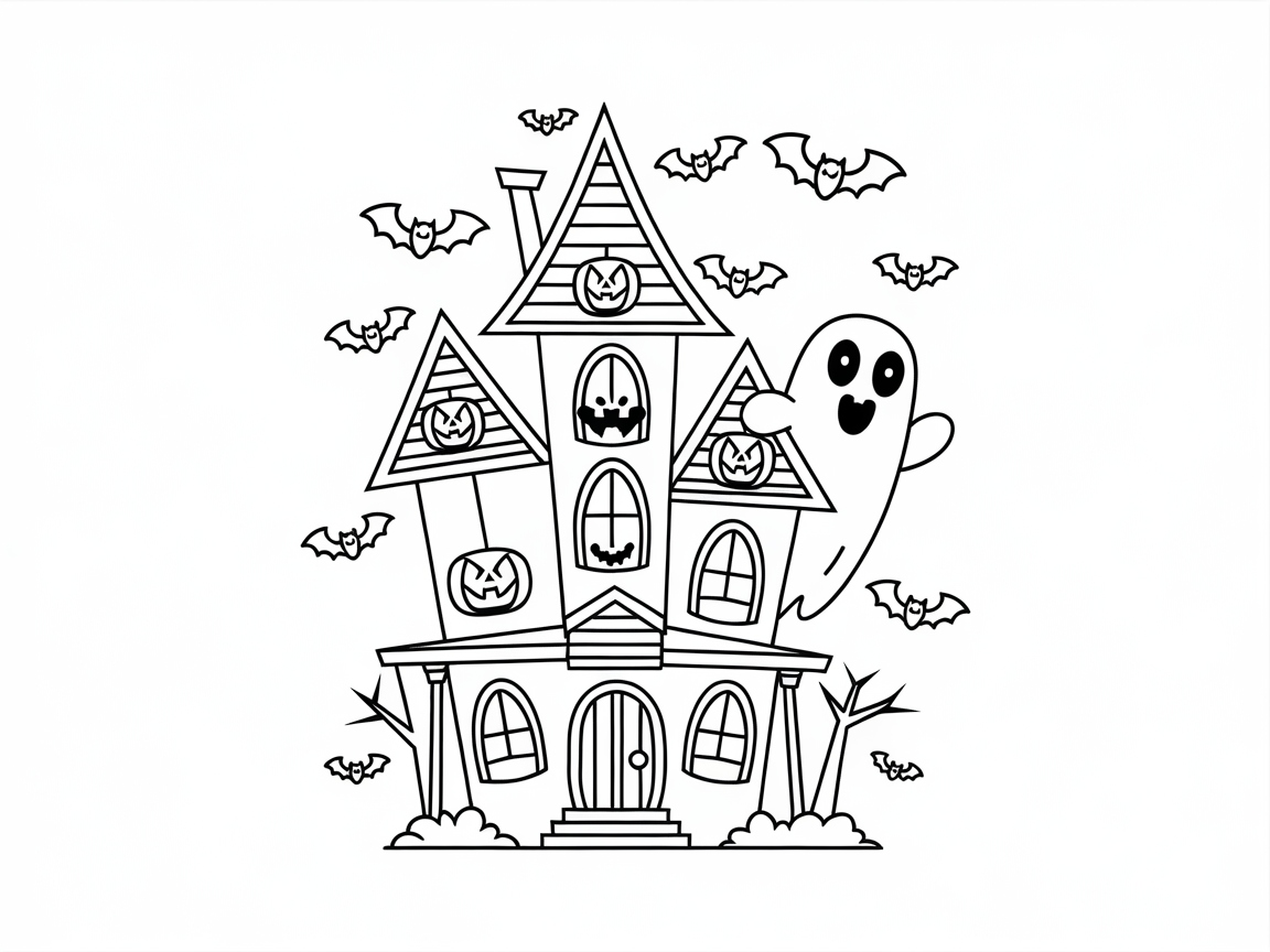 Spooktacular Fun with This Haunted House Coloring Page