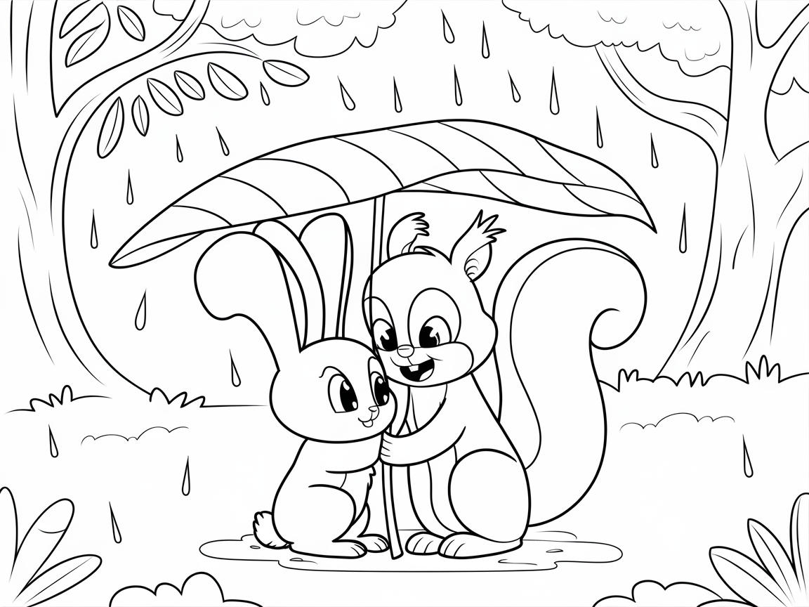 Find Shelter with a Bunny and Squirrel Duo
