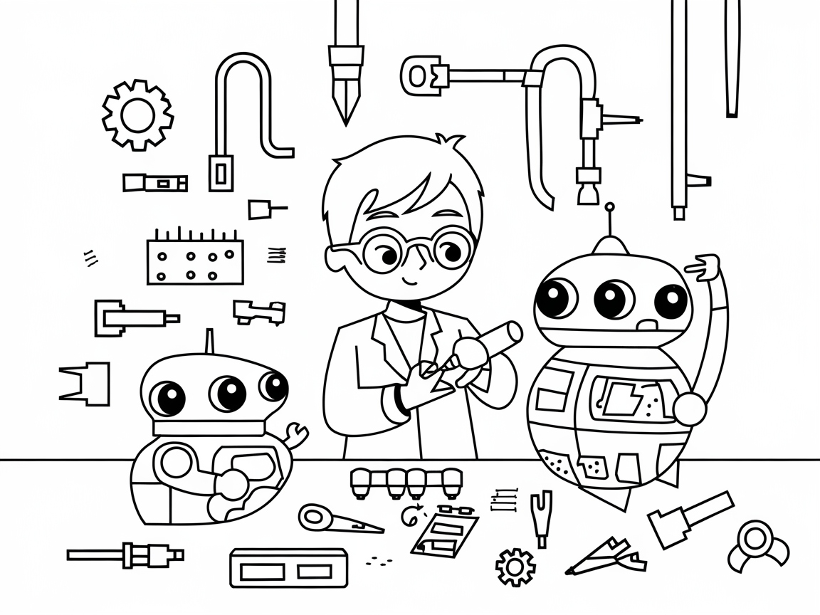 Build Your Own Robot Lab Coloring Page