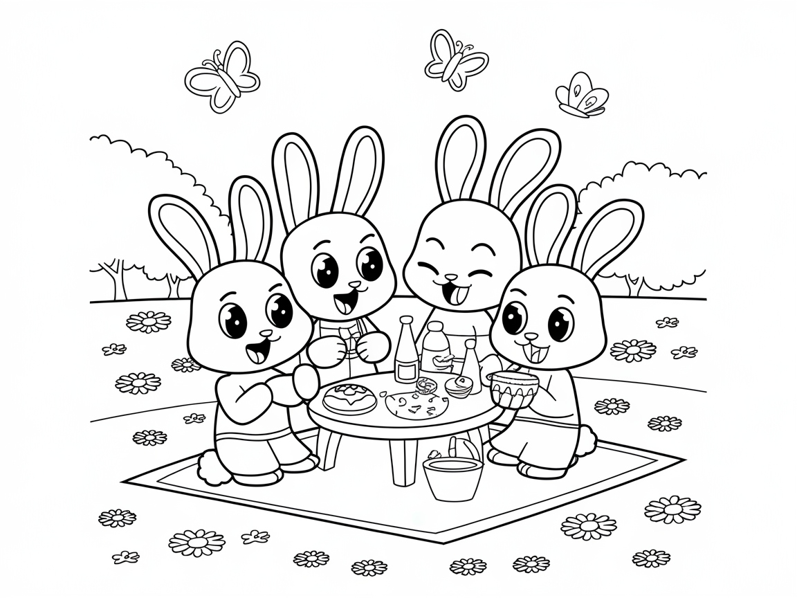 Adorable Bunny Picnic Coloring Adventure
