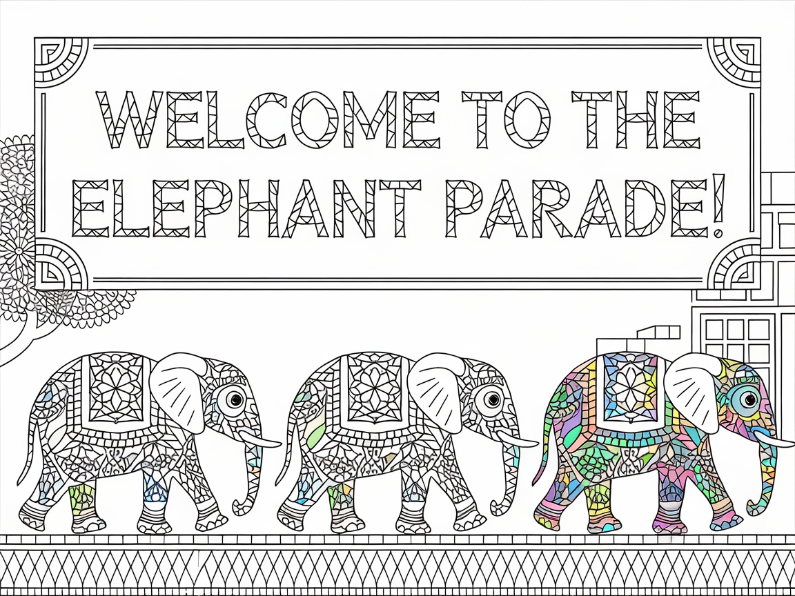 Join the Festivities with This Elephant Parade Coloring Page