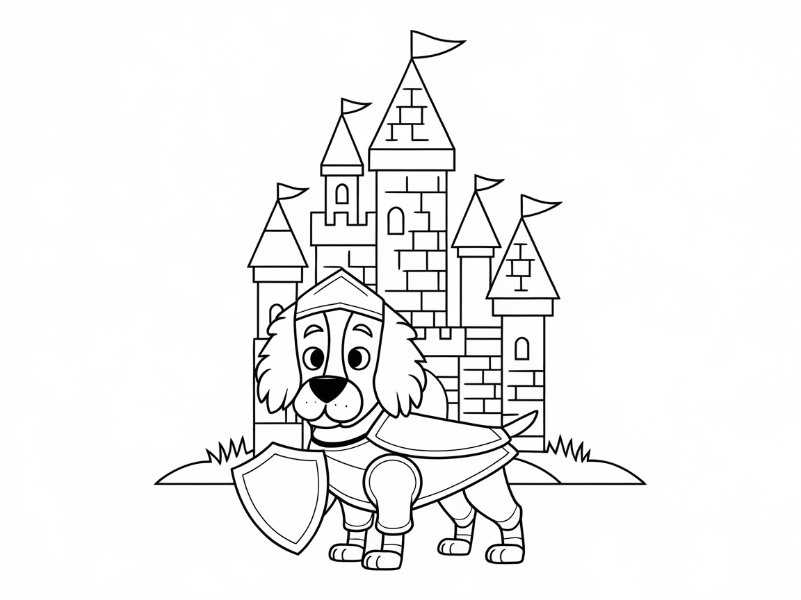 Knightly Cocker Spaniel Defends the Castle