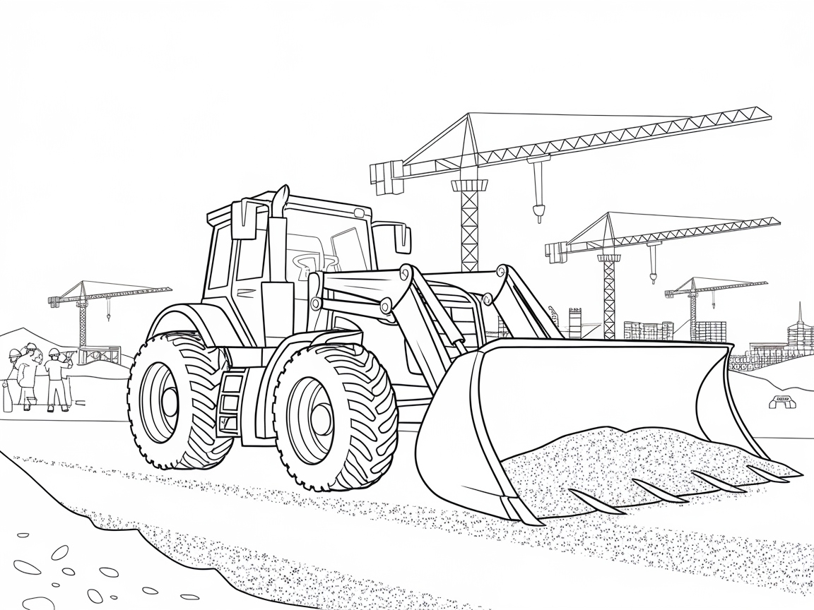 Construction Site Coloring Adventure with Loader Tractor