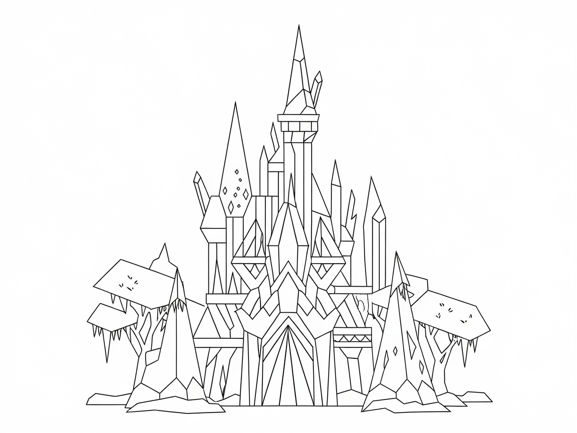 Majestic Crystal Castle Coloring Page