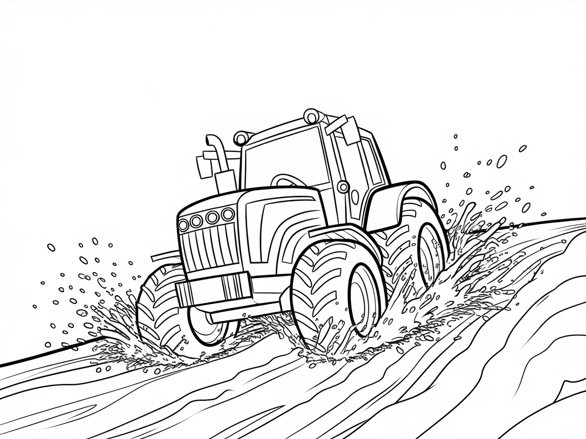 Splashing Through Water: Tractor Adventure