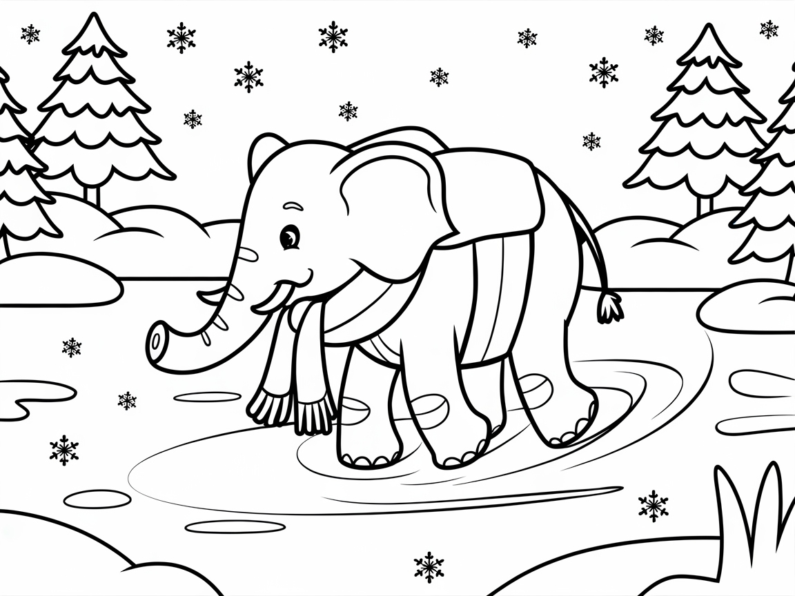 Winter Wonderland with Skating Elephant