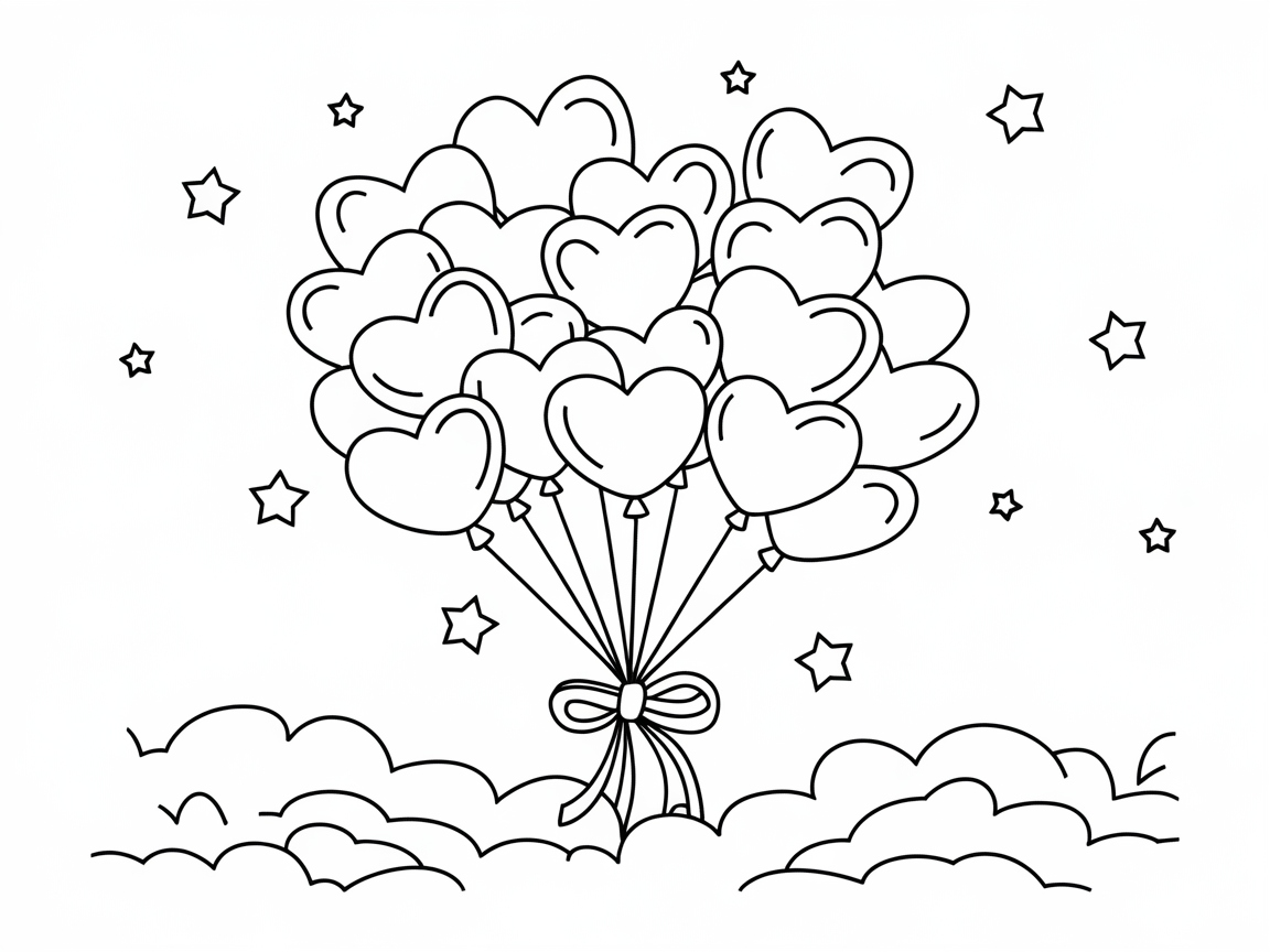 Heart Balloon Bouquet Soaring in the Stars