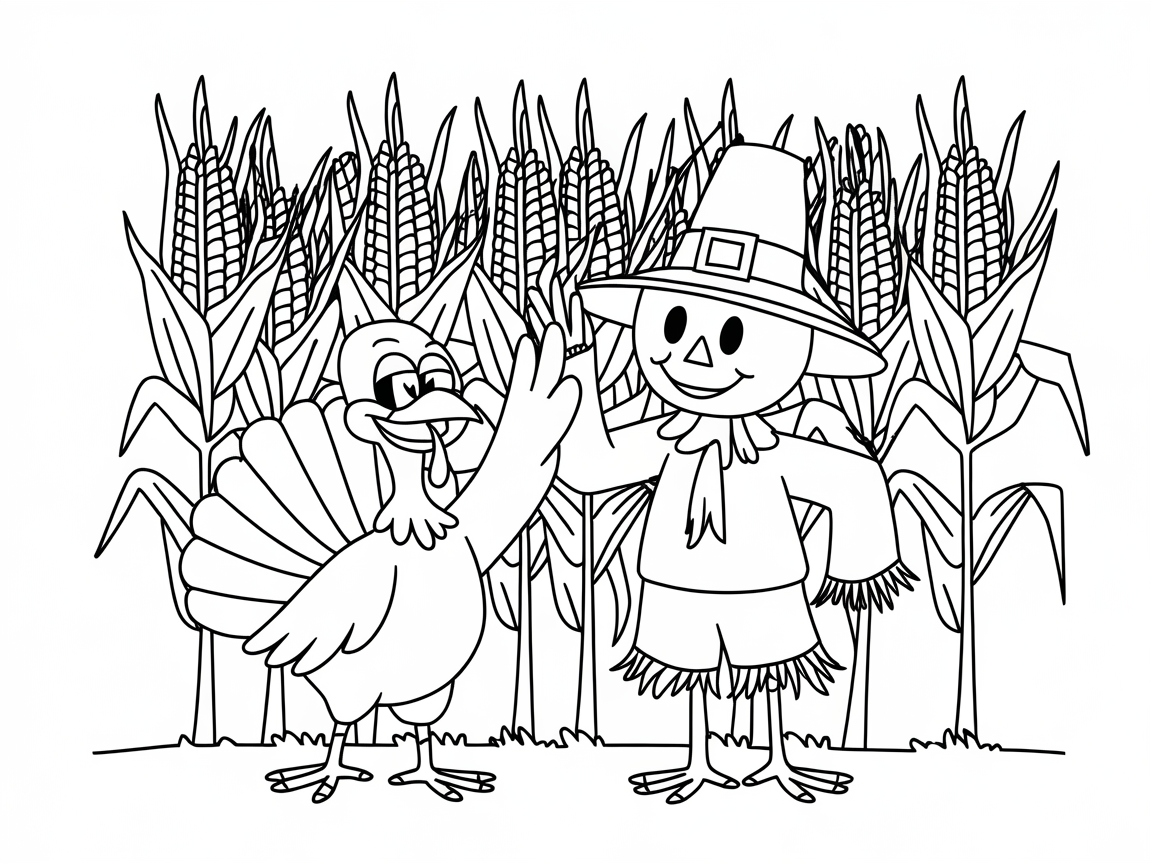 High Five Fun with Turkey and Scarecrow