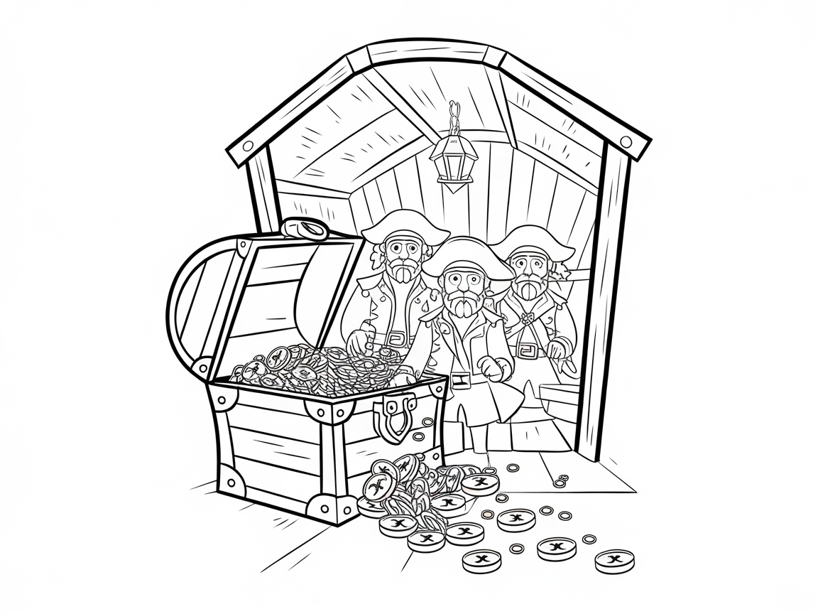 Treasure Trove with Pirate Crew Waiting for Colors