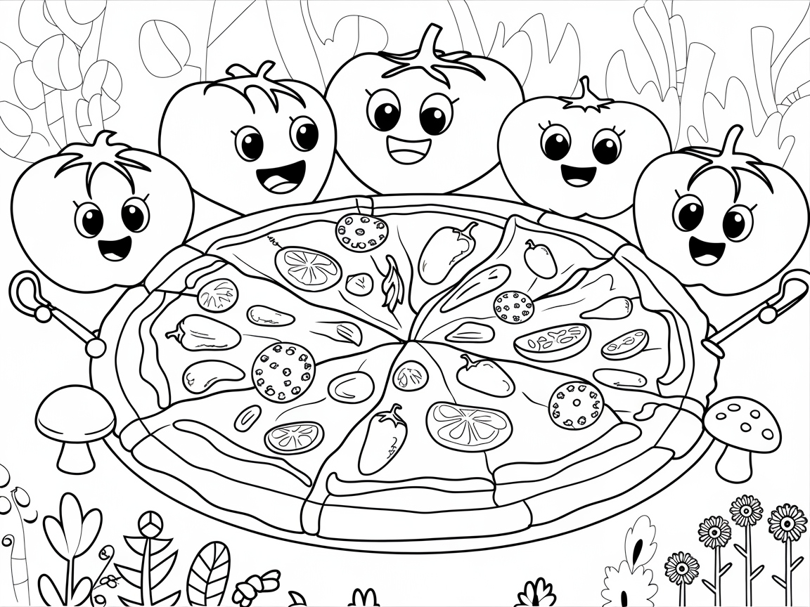 Meet the Happy Tomato Chefs with a Colorful Pizza