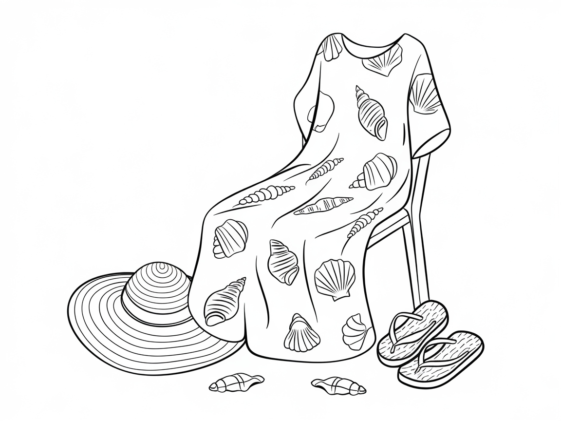 Seashell Summer Dress Coloring Page
