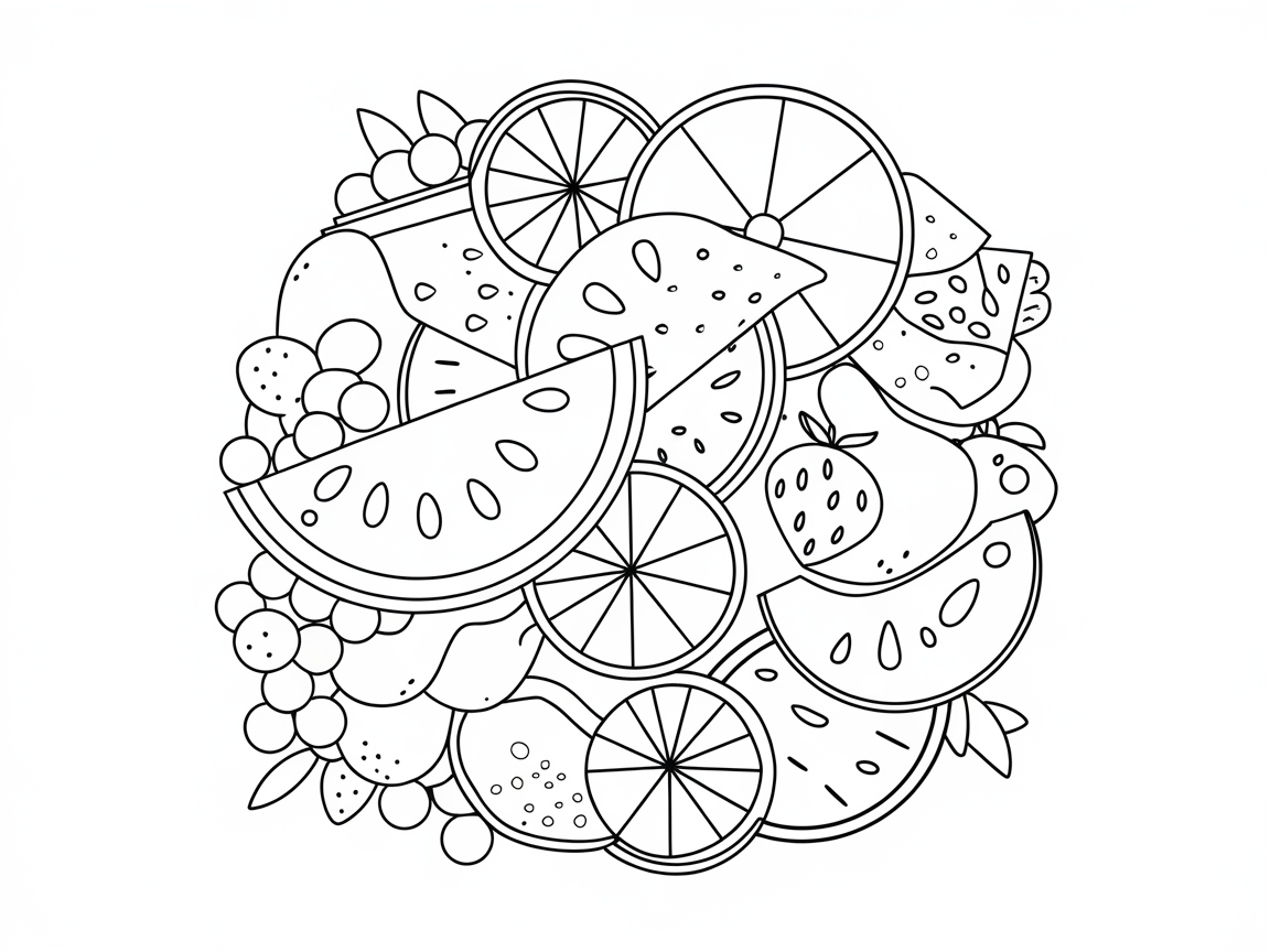 Juicy Fruit Fiesta: A Tasty Coloring Challenge