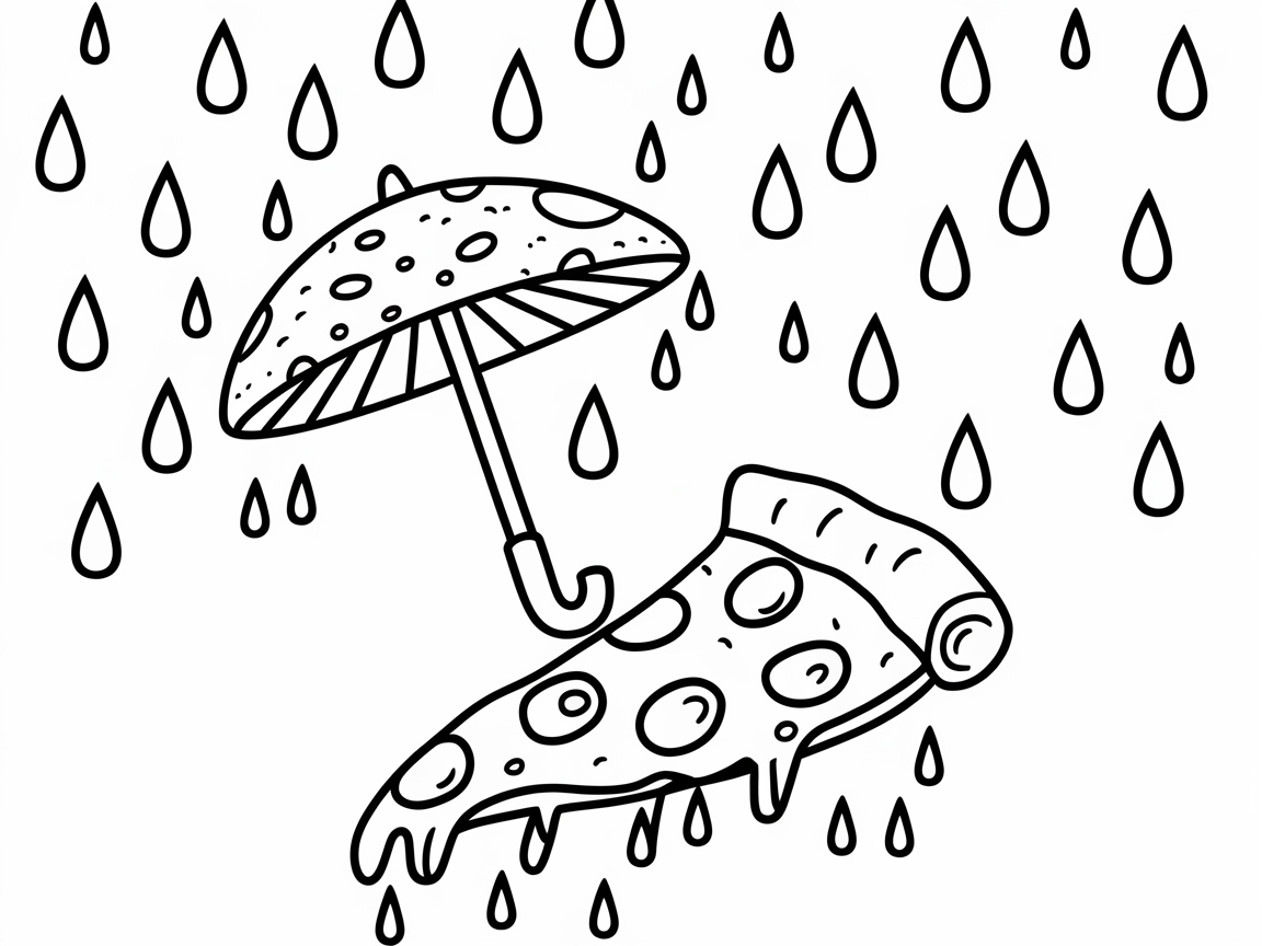 Rainy Day Pizza Slice with an Umbrella Twist