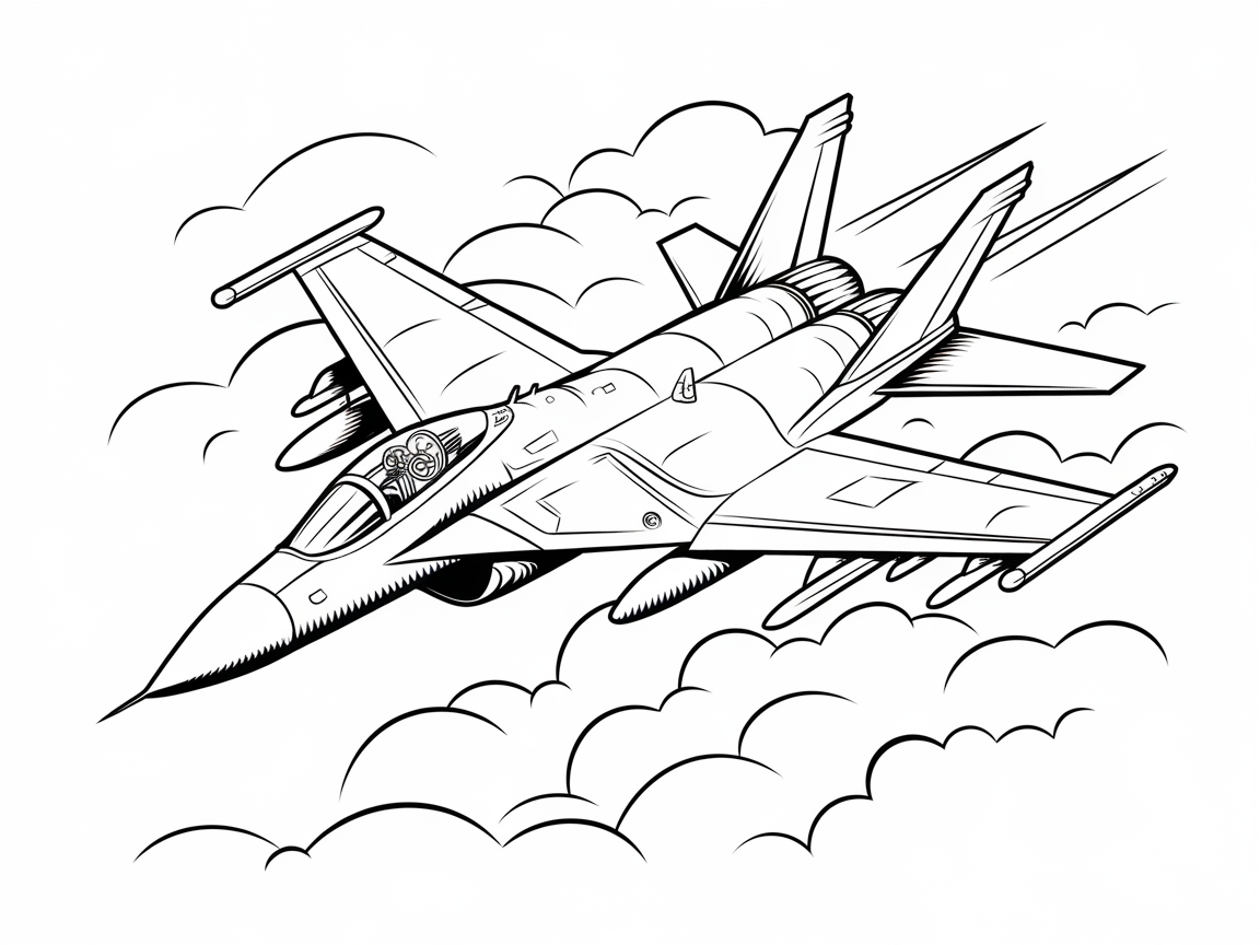 Soar High: Jet Fighter Coloring Page