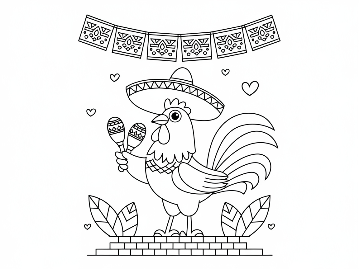 Fiesta Rooster Celebrates with Maracas