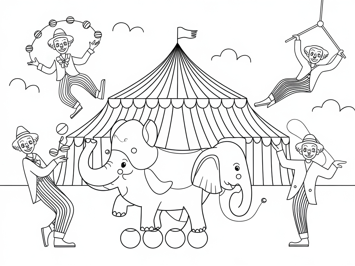 Step Right Up to This Circus Extravaganza Coloring Page