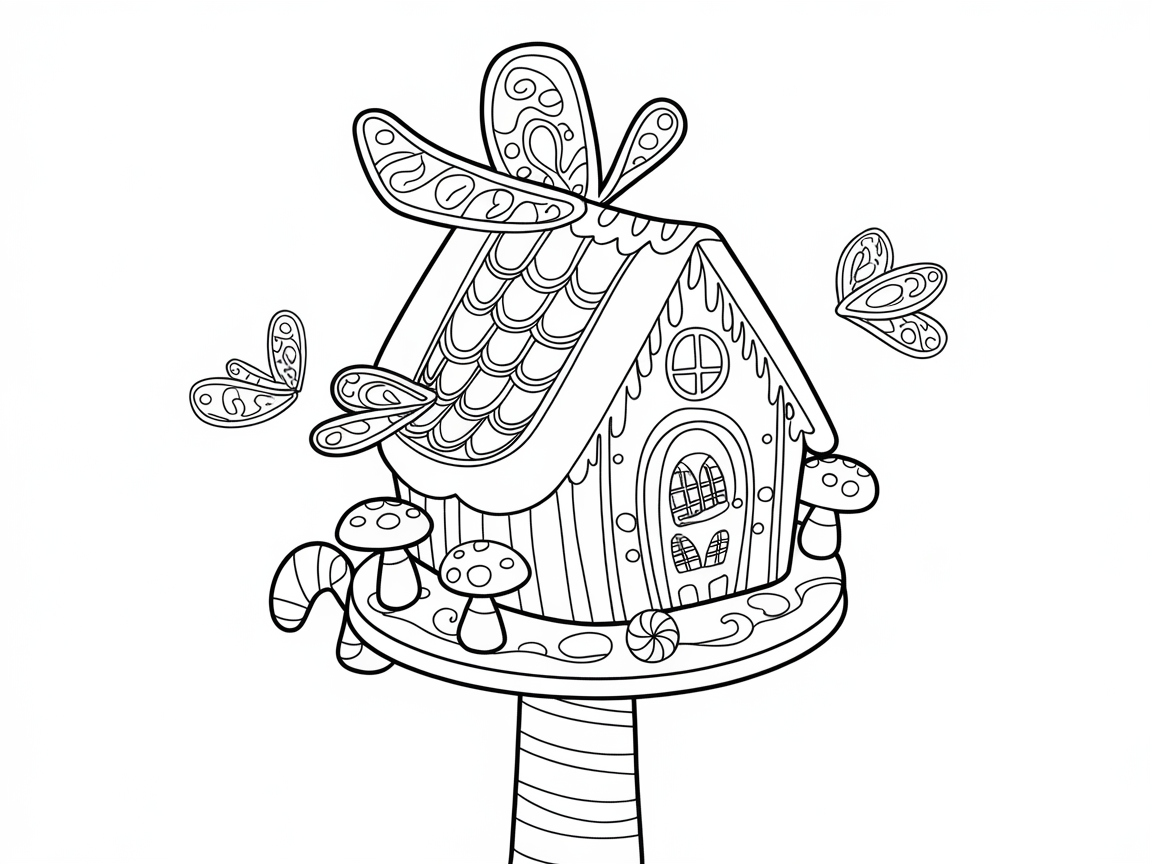 Whimsical Gingerbread House in the Sky