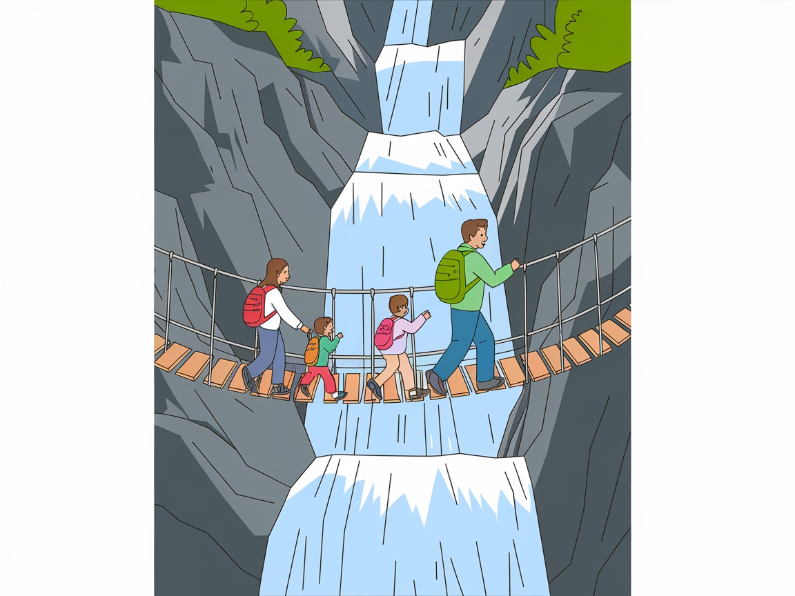 Family Adventure on a Mountain Bridge