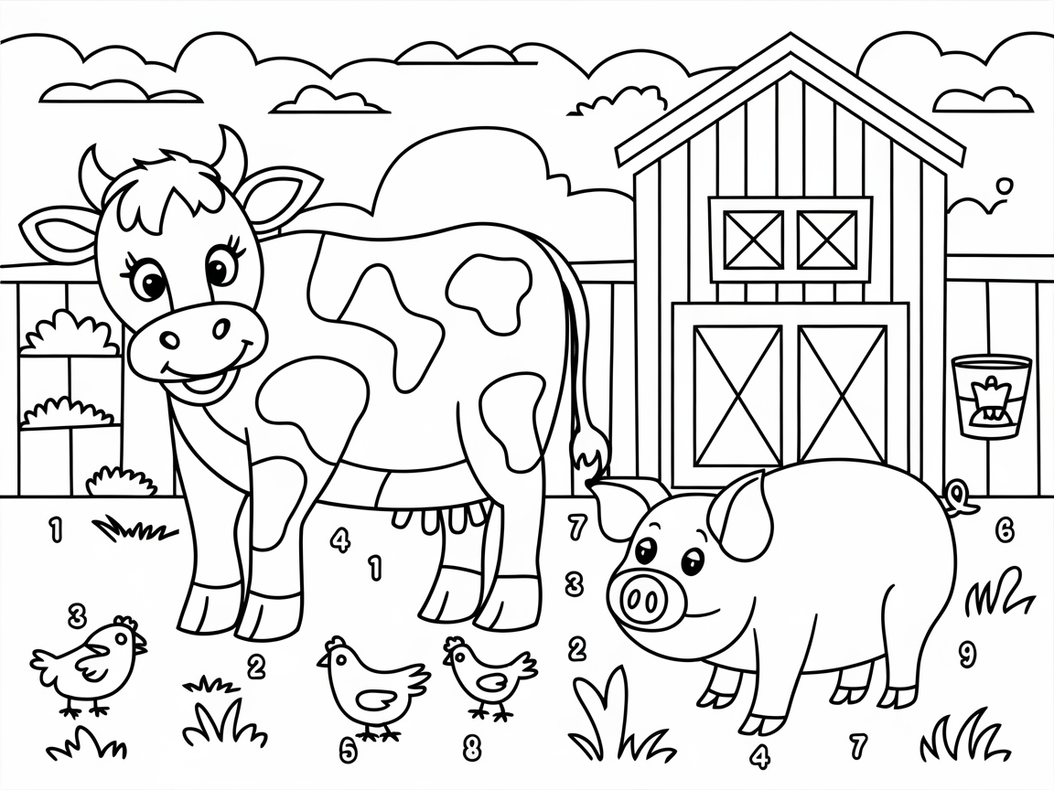 Farmyard Fun With This Color by Number Page