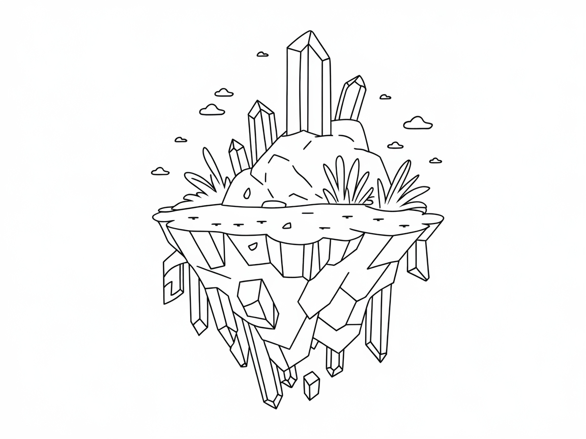 Floating Island with Towering Crystals