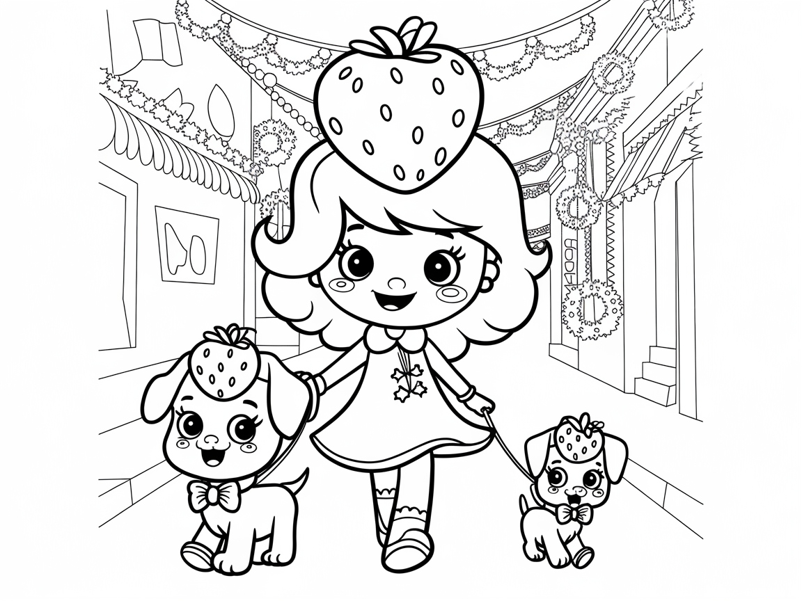 Explore a Festive Street with Strawberry Friends